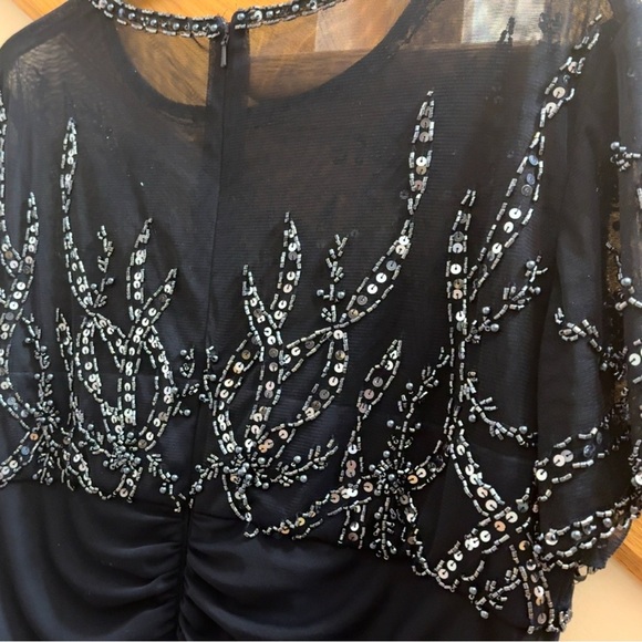 XSCAPE Women’s Navy Dress Beaded Empire-Waist Formal Gown Plus Size 14W -DISPLAY - Picture 8 of 12